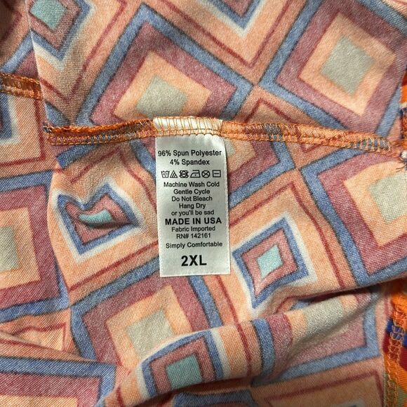 LuLaRoe 2XL Madison Orange Tribal Geo Print Pleated Full Skirt with Pockets - Picture 7 of 7